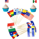 BQTBQT Latin America toothpick flags one hundred five pieces front view showing assortment of national flags on food safe wooden sticks