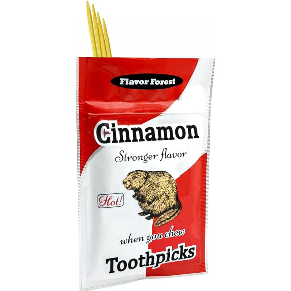 Flavor Forest Hot Cinnamon Toothpicks 100 count front packaging view showing intense flavor.