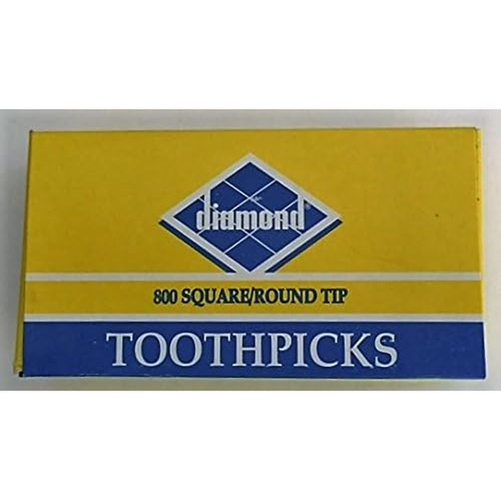 Cormenta Diamond Square Center Toothpicks 800 count box front view for food service.