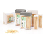 Veexio sturdy toothpick holder set with clear home dispensers and pocket cases front view