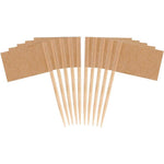JAVD Blank Kraft Paper Toothpick Flags 100 count front view for food labeling.
