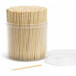 BambooMN traditional single point wooden toothpicks front view clear container packaging