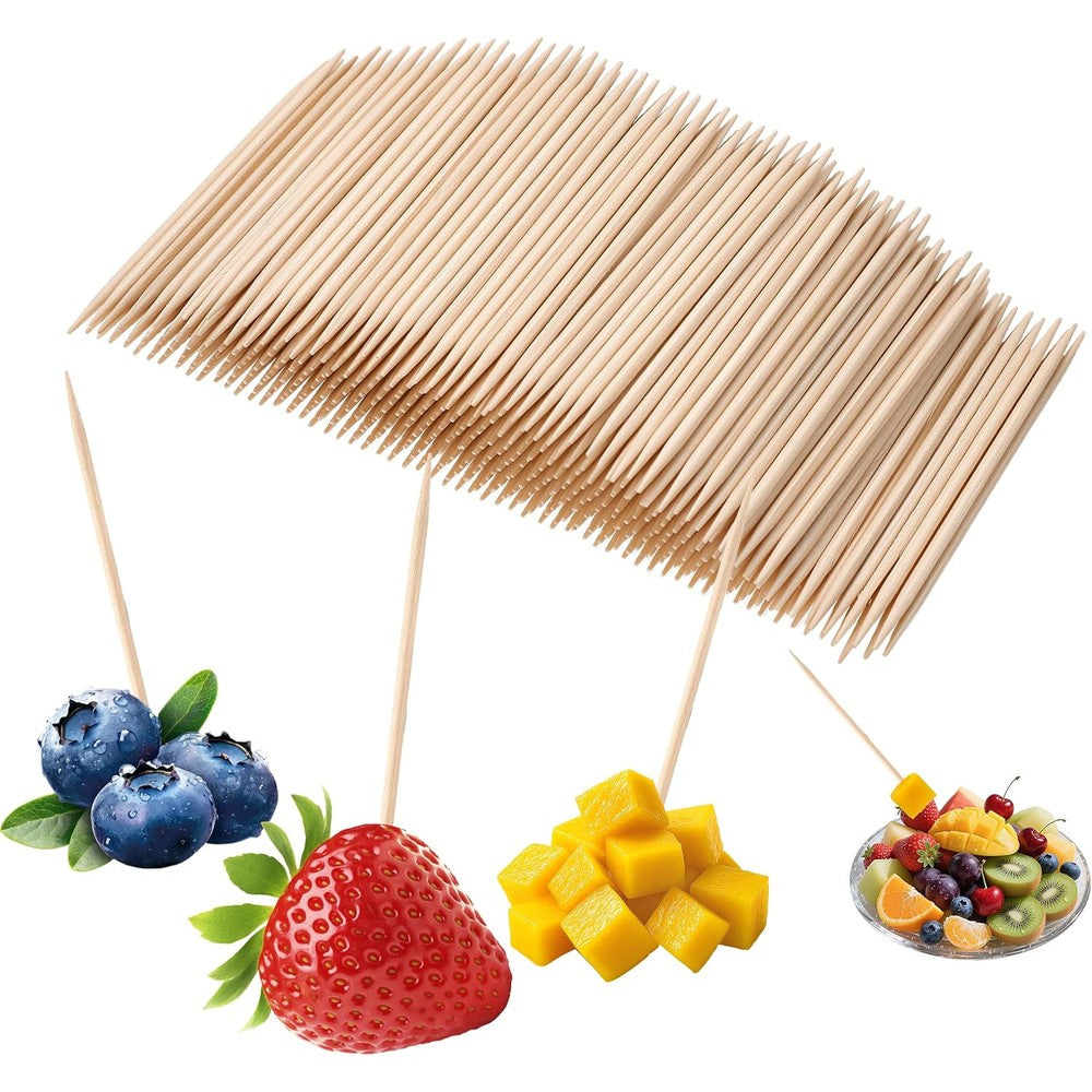YANPROG Natural Birch Wooden Toothpicks front view package highlighting the smooth finish.