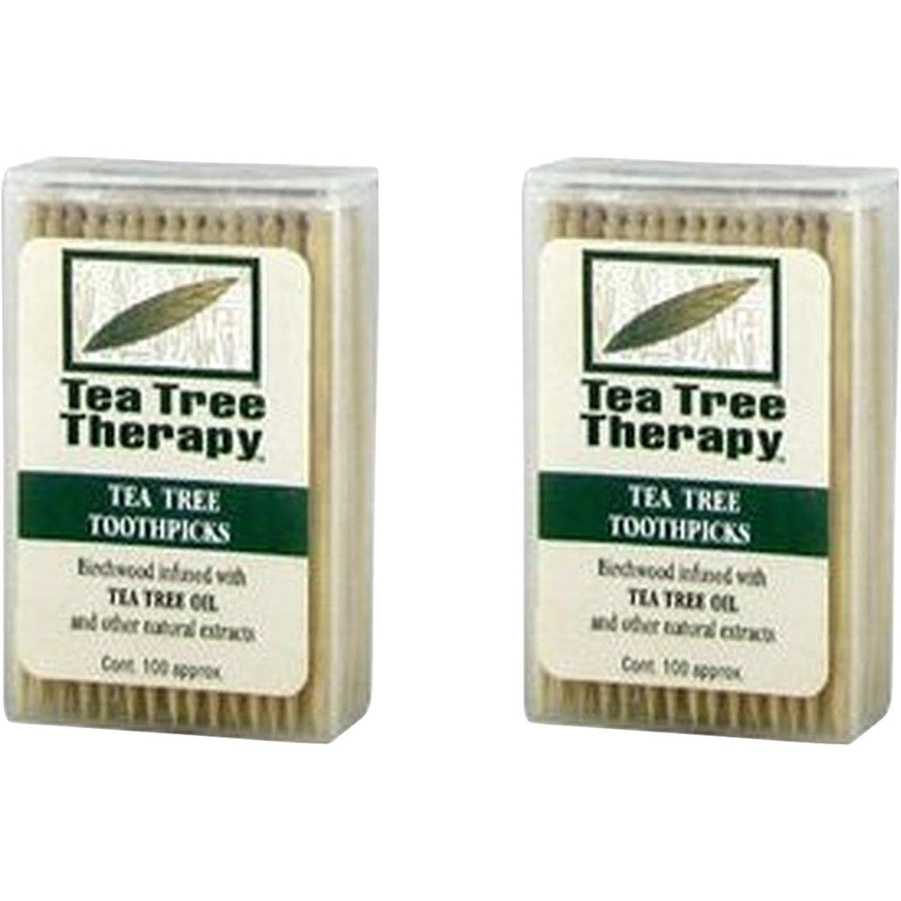 Tea Tree Therapy Tea Tree and Menthol Toothpicks 2-Pack front view authentic USA import