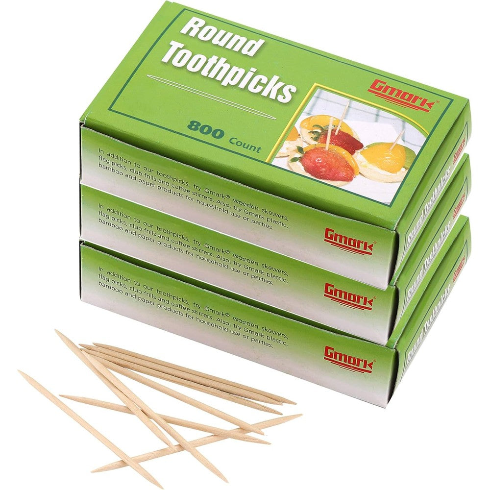 Gmark GM1021 Round Hotel Toothpicks front view three box pack