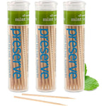 Preserve Mint Tea Tree Toothpicks front view three pack travel cases