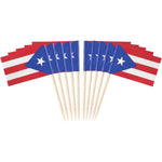 JAVD Puerto Rico Flag Toothpick Flags 100 pack front view party supplies.