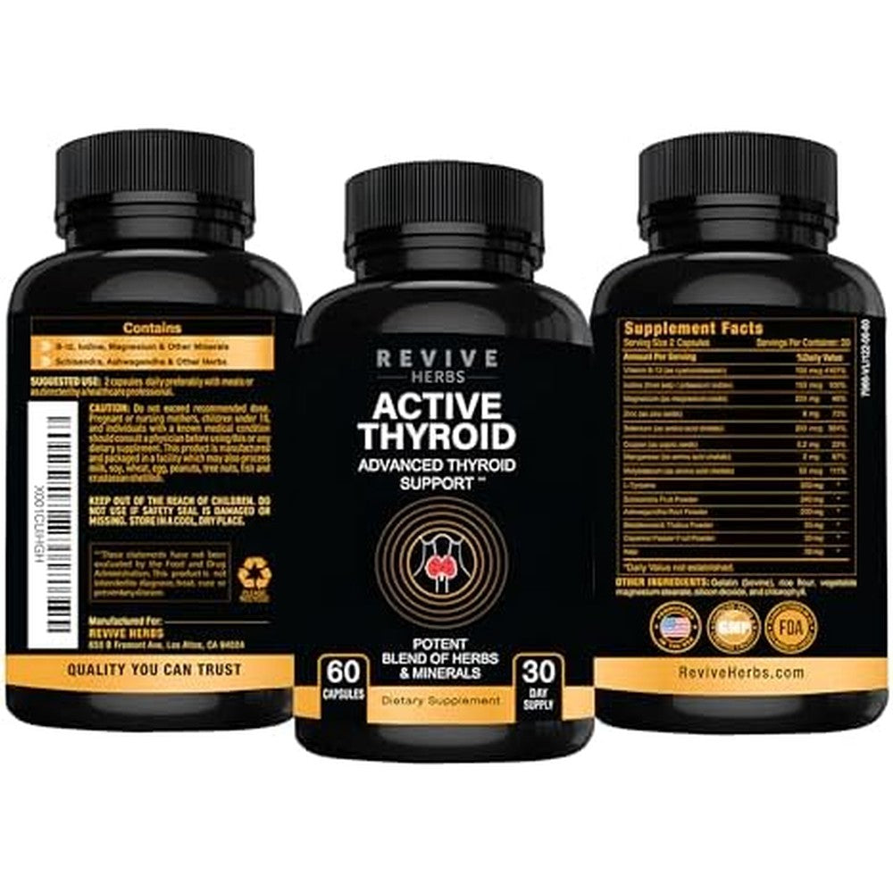 Revive Herbs Thyroid Support 60 capsules front view bottle