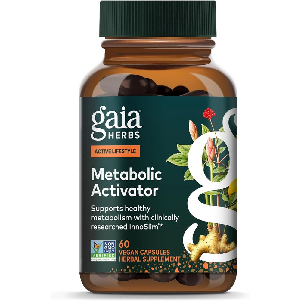 Gaia Herbs Metabolic Activator 60 vegan capsules front view bottle for metabolic health.