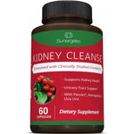 Sunergetic Premium Kidney Cleanse Supplement front view bottle of sixty vegetarian capsules for urinary health support