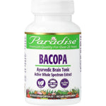 Paradise Herbs Bacopa Monnieri 60 vegetarian capsules front view bottle showing memory and cognitive support labels.