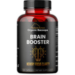 Kailash Herbals Organic Bacopa Monnieri Brain Booster 120 capsules front bottle view for cognitive support.