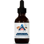 Ayush Herbs BacopaPlus Drops for Kids 60 milliliters bottle front view showing cognitive support labels.