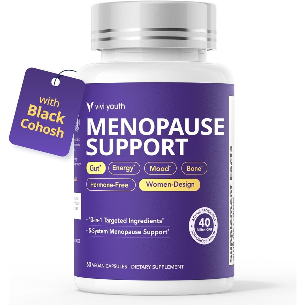 VIVI Youth Menopause Supplements for Women Black Cohosh Night Sweats, Mood Swing