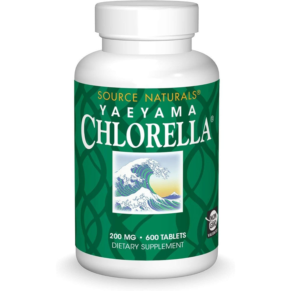 Source Naturals Yaeyama Chlorella 600 Tablets front view bottle