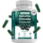 Teaveli Spirulina and Chlorella 90 Capsules bottle front view