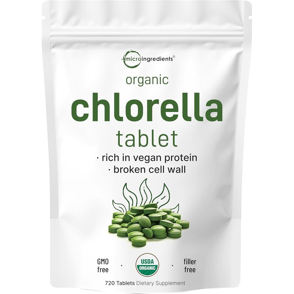 Micro Ingredients organic chlorella tablets front packaging view