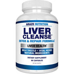 Arazo Nutrition Liver Cleanse Detox and Repair Formula front view bottle showing sixty vegetarian capsules.