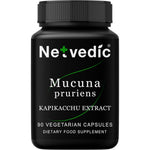 Netvedic Pruriens Ayurvedic Extract 400mg front view black bottle for natural stress relief