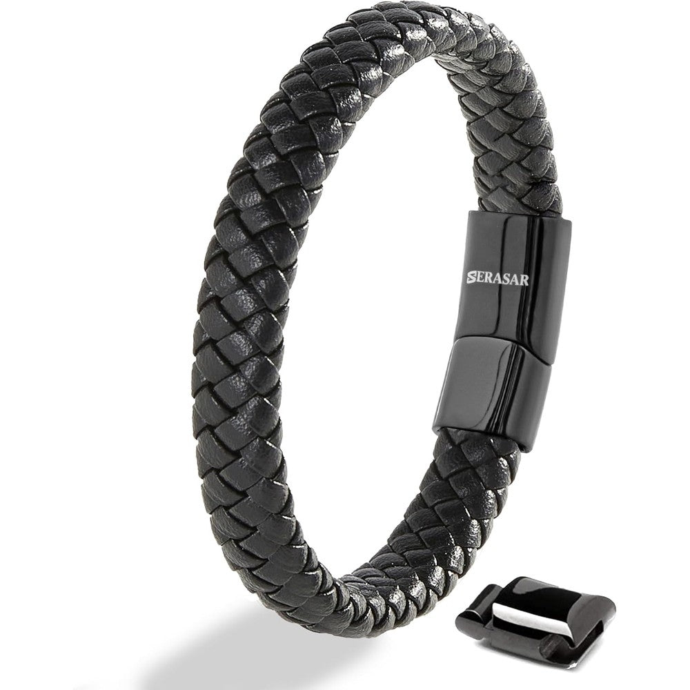 Serasar premium men leather bracelet front view