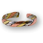 Hands Of Tibet handmade three metal medicine ring front view