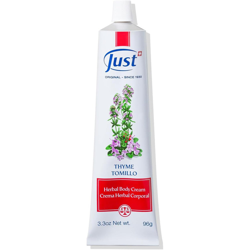 SwissJust Thyme Tomillo herbal massage cream 96g tube front view