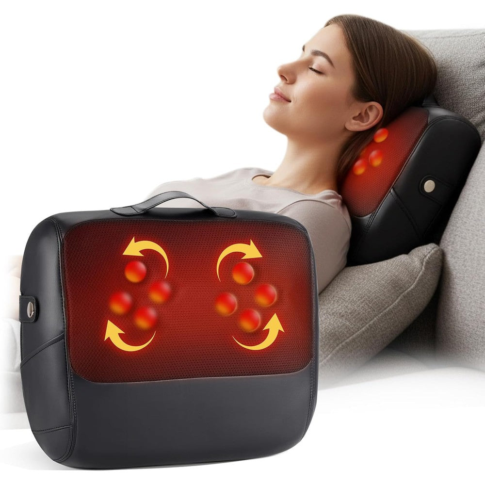 KNQZE 3-in-1 Shiatsu Back Massager front view showing 4D nodes