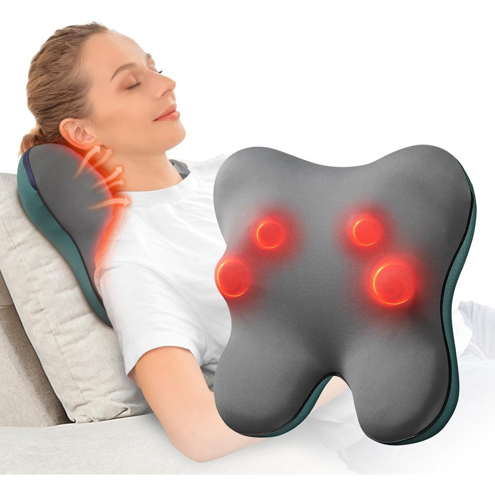 BOB AND BRAD EZBack corded shiatsu back massager front view showing grey premium fabric design
