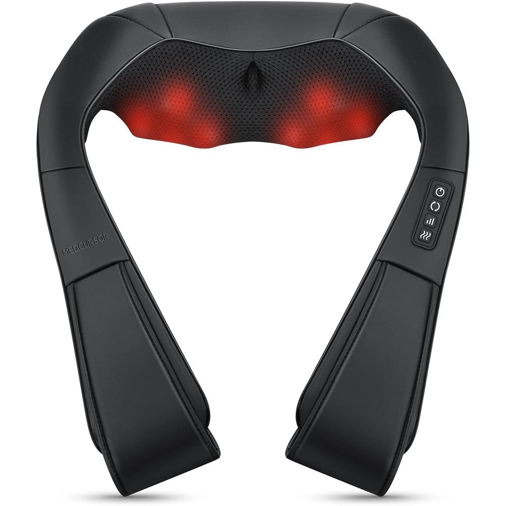 Medcursor electric neck massager front view showing eight premium kneading nodes