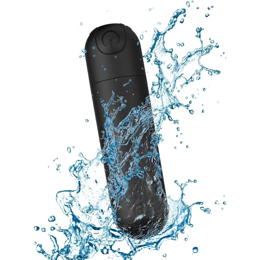 AmeMakye portable electric back massager front view showing rechargeable waterproof black silicone body