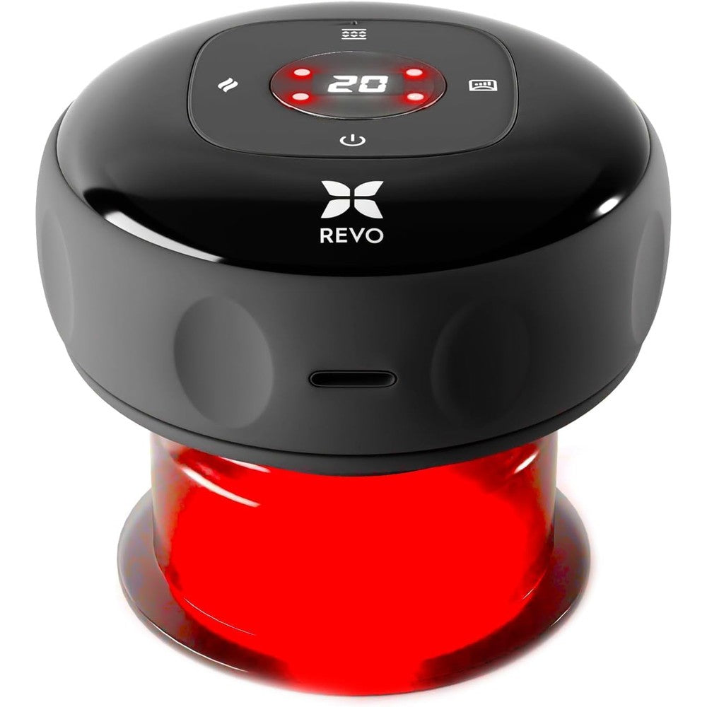 Revomadic REVO original 4-in-1 smart cupping therapy massager front view showing digital display screen
