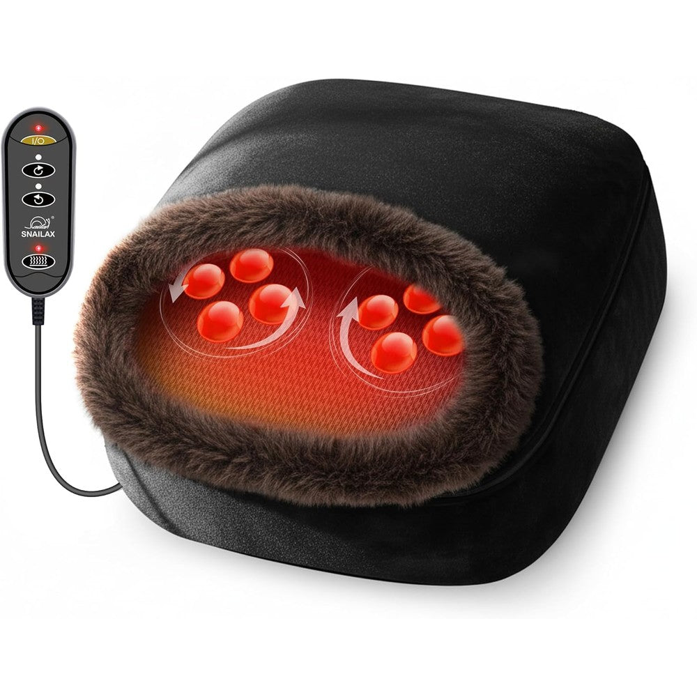 Snailax 2-in-1 shiatsu foot and back massager with heat front view displaying plush fabric