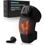 Nekteck Cordless Heated Knee Massager front view showing the sleek matte black finish and ergonomic wrap design.