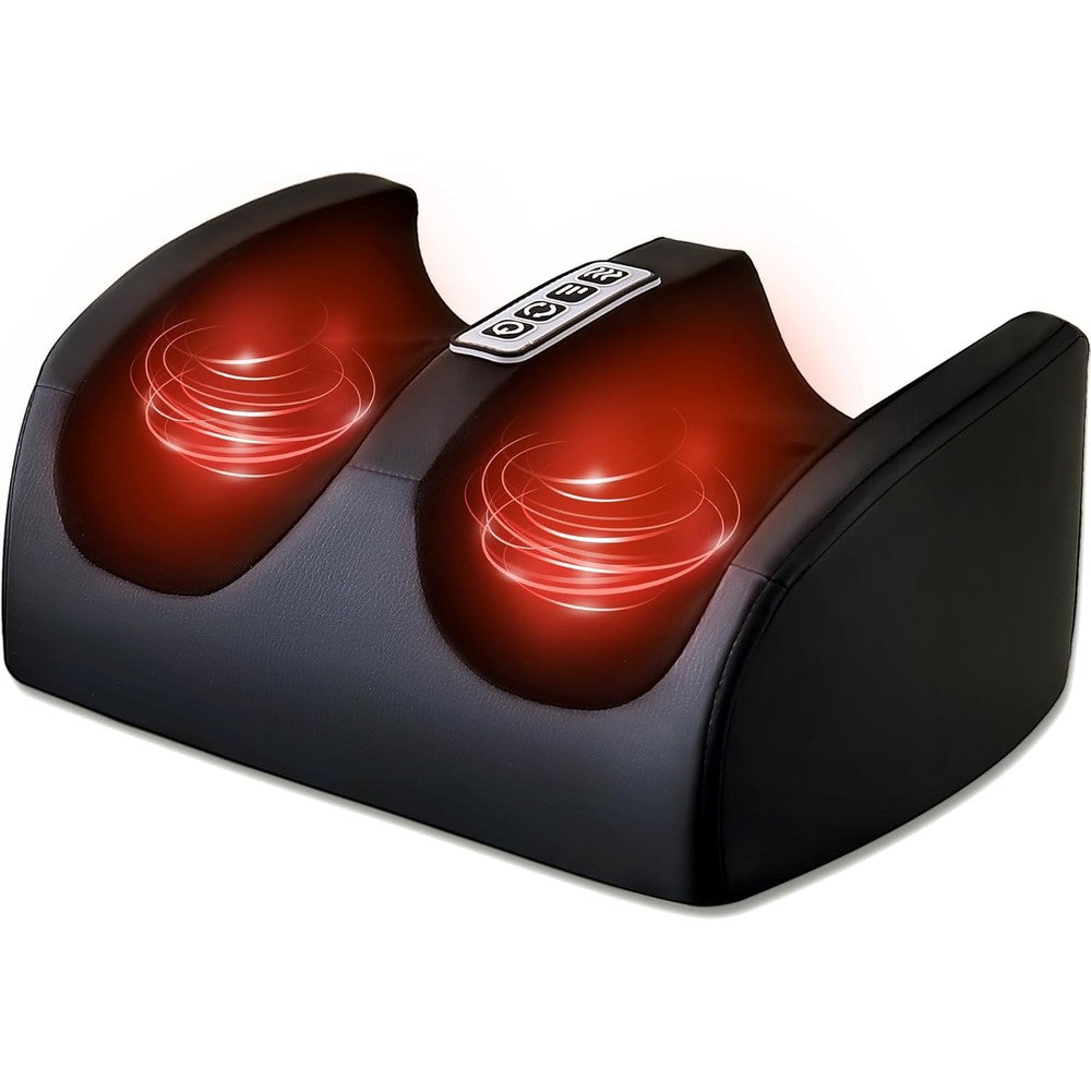 CCHYF electric foot and calf massager front view showcasing the centralized touch control panel and open-top design in black.