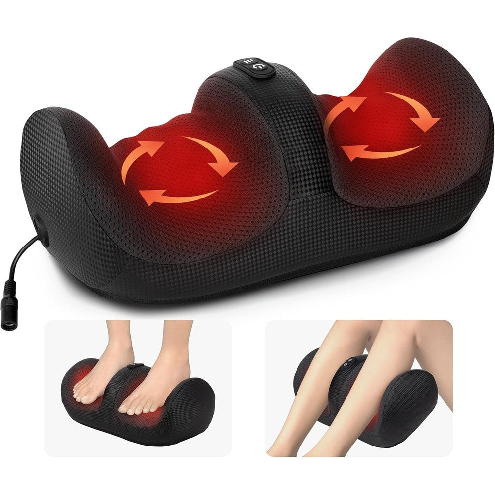Medcursor Shiatsu Foot Massager Machine with Heat black color front view on home floor.