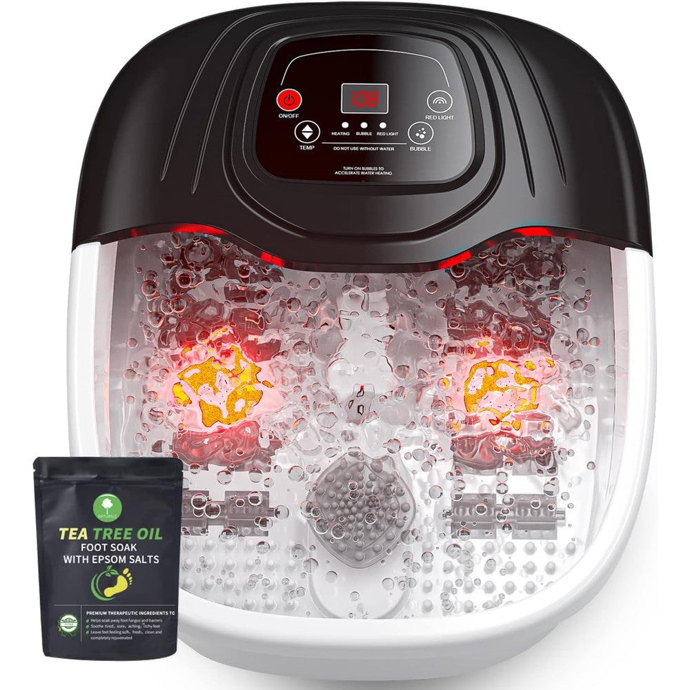 Rightmell Foot Spa Bath Massager front view showing the digital display panel and modern white design.