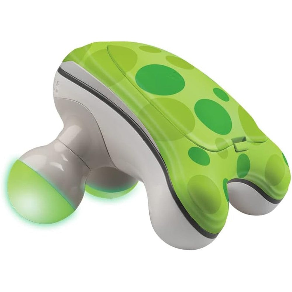 HoMedics Ribbit Handheld Mini Massager front view showing the ergonomic comfort grip