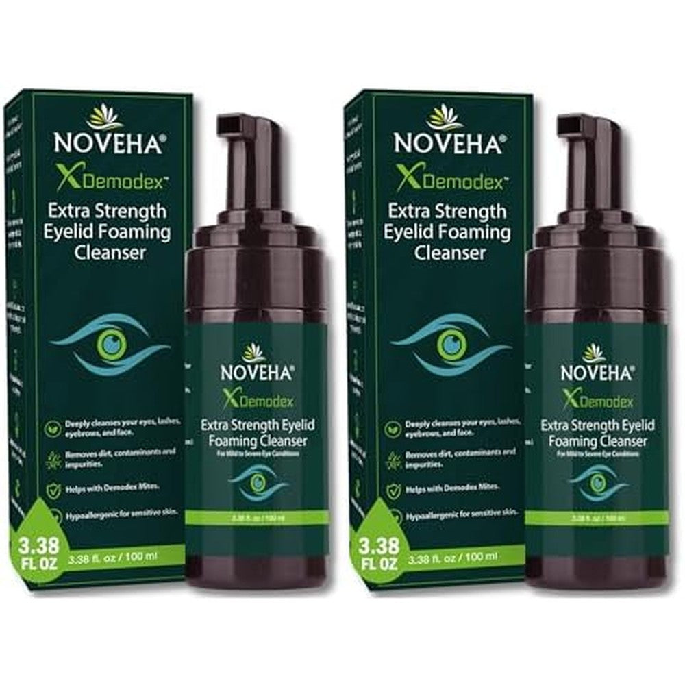 NOVEHA Demodex Eyelid Cleanser Foam pack of 2 for extra strength eye hygiene