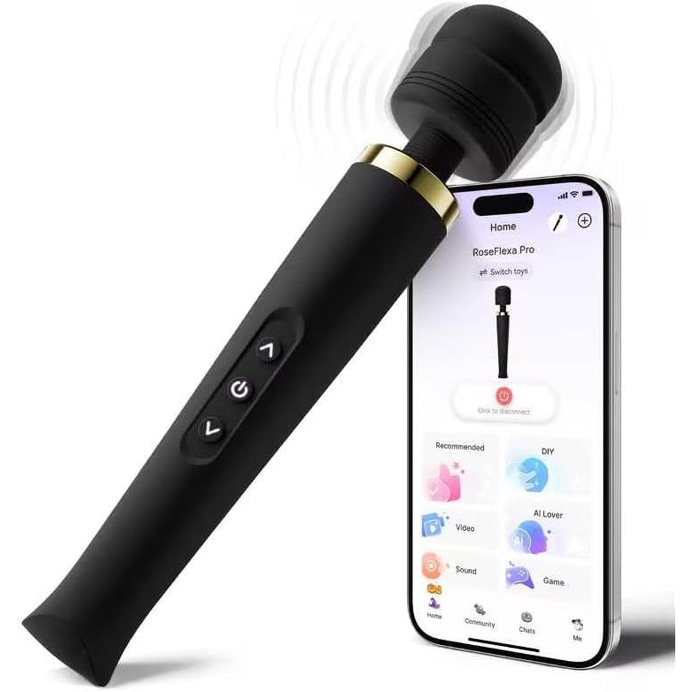 Toendi advanced app controlled personal massager in onyx black front view displaying sleek handle controls