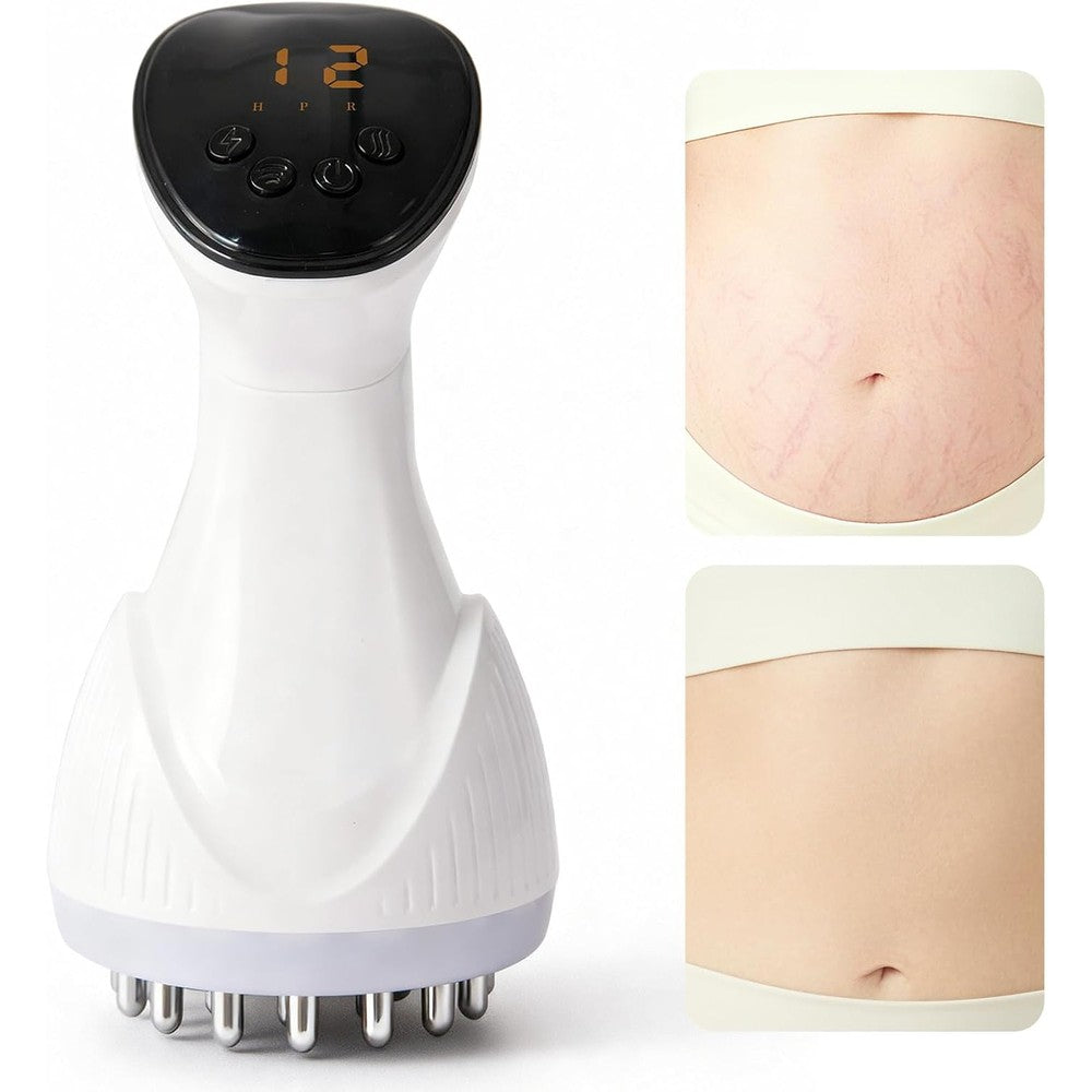 MMGJMP lymphatic drainage massager white front view showing digital display screen