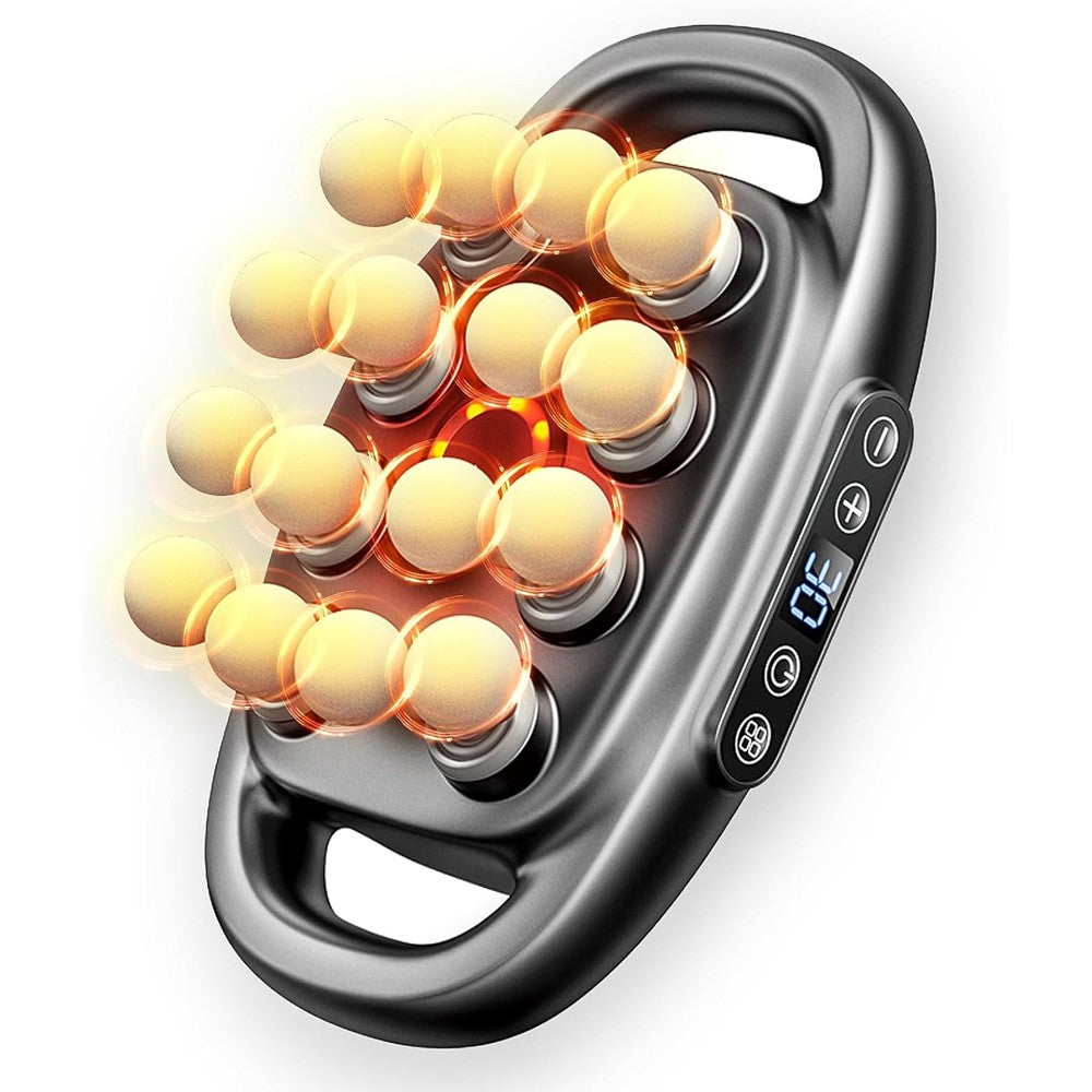 FreeSinger 16 Head Massage Gun front view showing digital display and premium dark grey finish