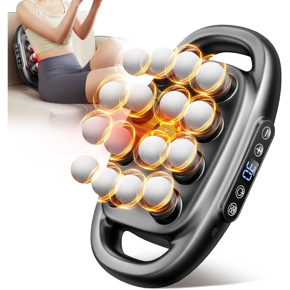 VTT 16 Head Massage Gun Set front view showing the sleek black handheld device with digital display screen