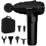 AERLANG Percussion Massage Gun front view showing modern black matte finish and LCD touchscreen display panel