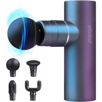 Arboleaf Mini Massage Gun front view showcasing the sleek gray full metal aluminum alloy body and compact handheld ergonomic design.
