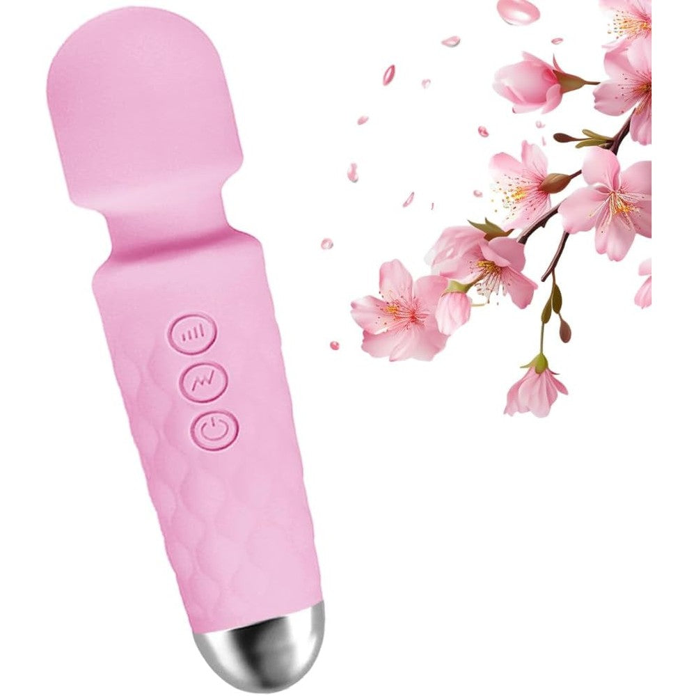 GWWJGSN portable wireless massager in rose pink front view showing premium silicone textured finish