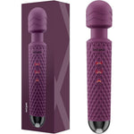 Bed Geek Cordless Personal Massage Wand front view of the purple handheld massager showing its flexible silicone head.