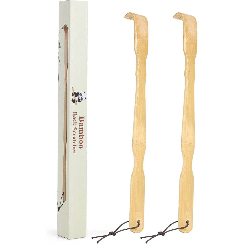 YIMICOO Wooden Bamboo Back Scratcher 2 pack front view authentic imported personal care tool.