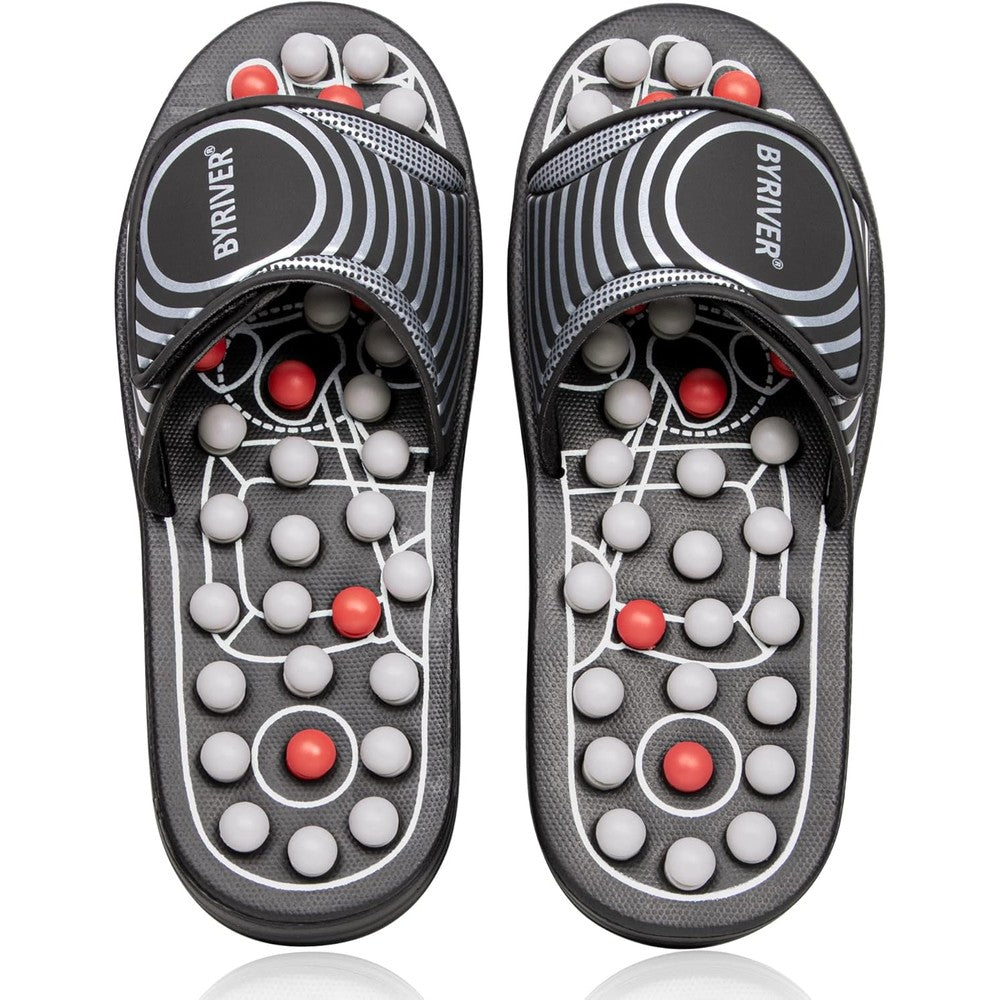 Byriver acupressure foot massager sandals front view with massage nodes