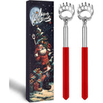 4E's Novelty extendable bear claw back scratcher front view packaged in festive holiday gift box
