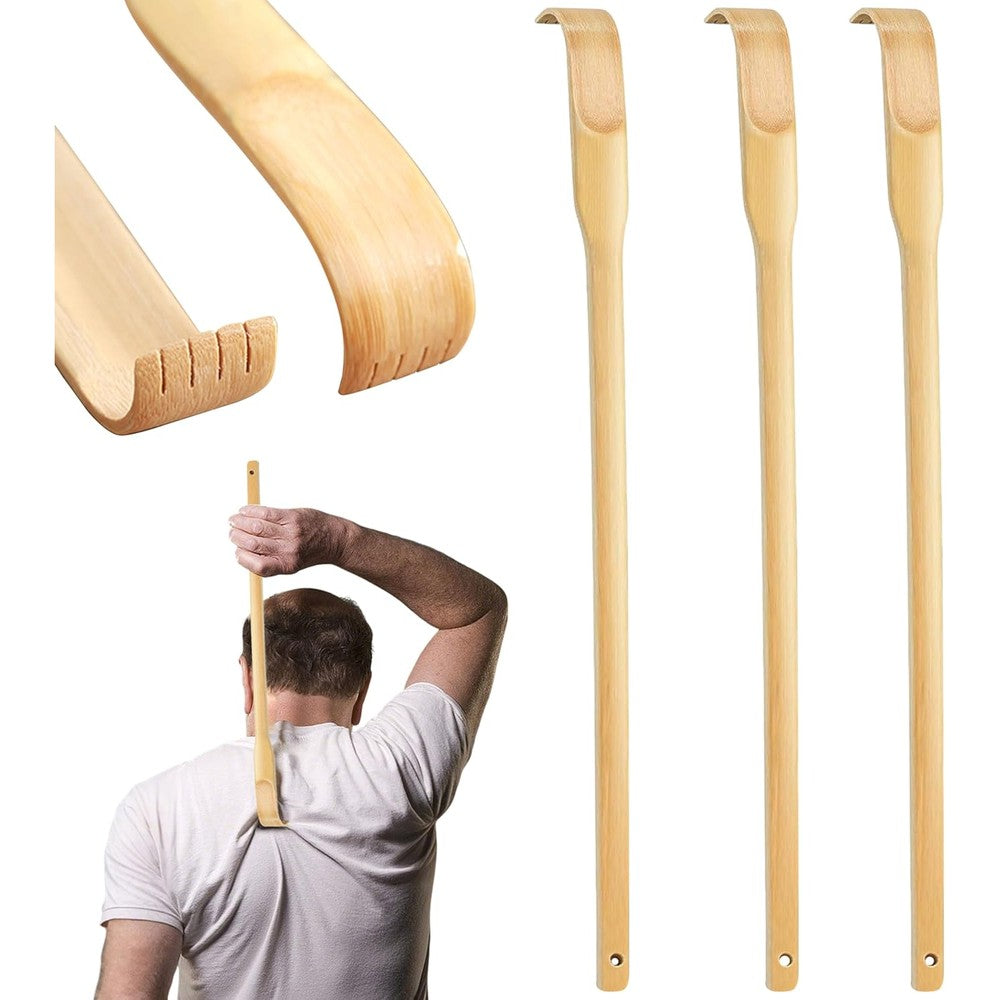 Lekayihu 3 piece bamboo back scratcher set natural wood finish